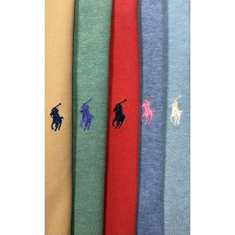 VTG Polo Ralph Lauren Mens Short Sleeve Polo Shirts XL Lot of 5 Red Blue Green
